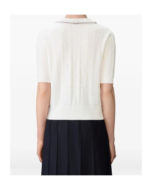 Thom Browne White Lace-Trim T-Shirt