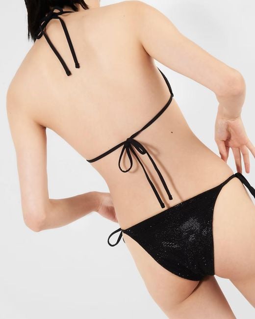 Prada Black Jersey Bikini Bottom With Rhinestones