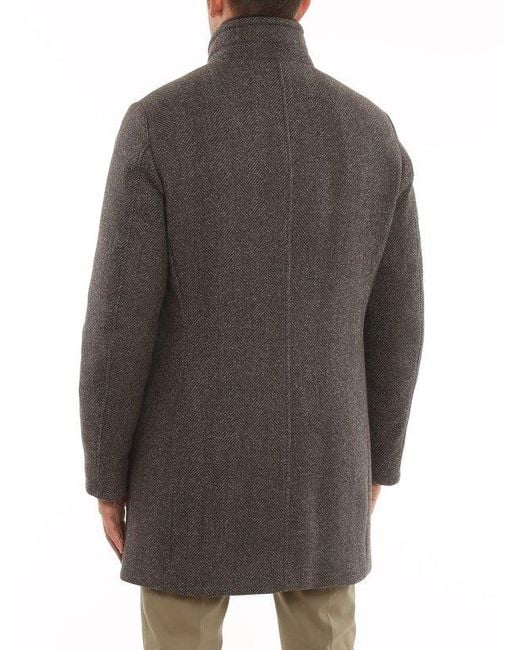 Moorer Brown High Collar Long Sleeve Down Coat for men