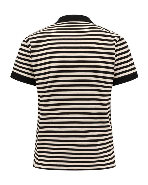 Moncler Black Logo Patch Striped Polo Shirt