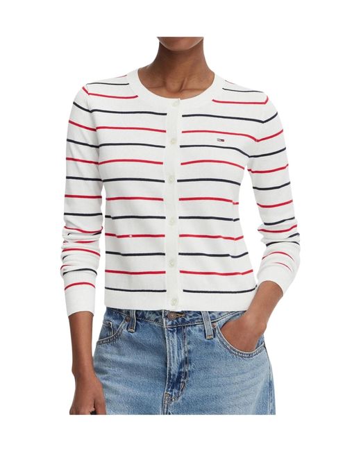 Tommy Hilfiger White Long-Sleeve Knit Cardigan