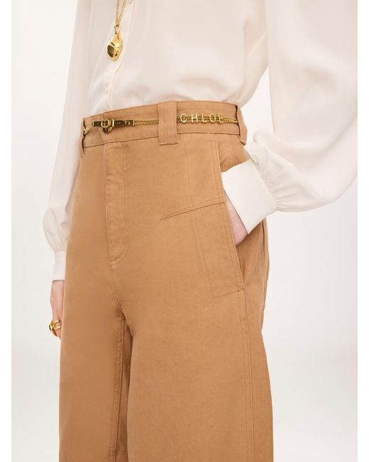 Chloé Natural Chloé Wide-Leg Barrel Trousers