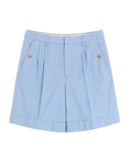 Valentino Blue Cuffed Denim Bermuda Shorts for men