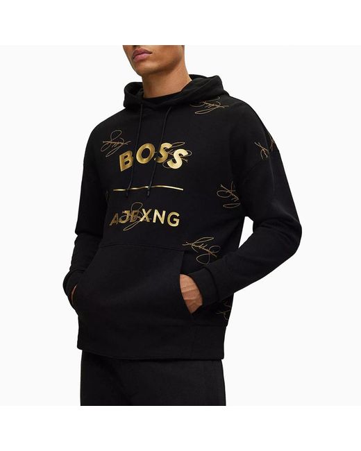 Boss Blue X Ajbxng Logo-Print Hoodie for men