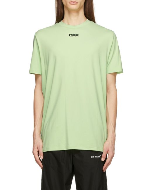 Off-White c/o Virgil Abloh Green Logo-Print Arrows T-Shirt for men