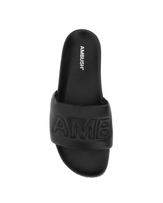 Ambush Black Logo Embossed Padded Slides for men