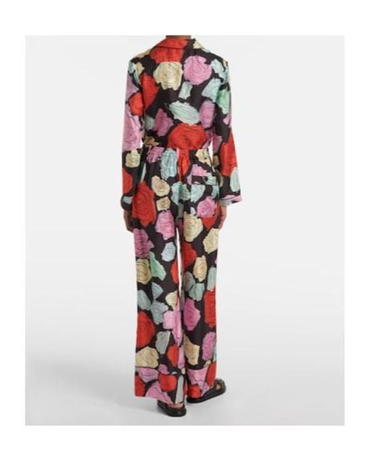 Marni Red Floral Silk Palazzo Pants