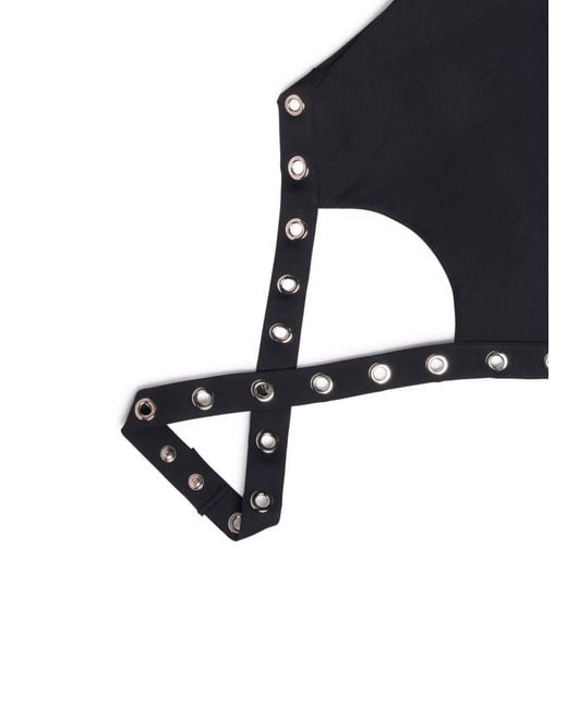 Off-White c/o Virgil Abloh Blue Eyelet-Embellished Halterneck Swimsuit