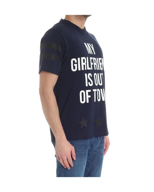 Hydrogen Blue T-Shirt With Round Neck And Short Sleeves for men
