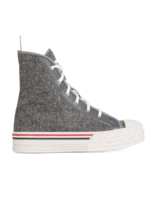 Thom Browne Gray Collegiate High-Top Sneakers for men