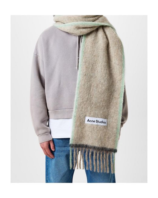 Acne White Vally Logo Scarf for men