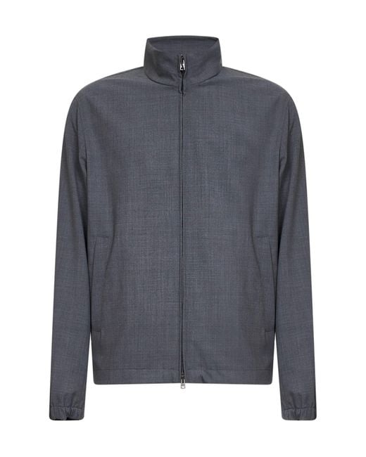Herno Gray High Neck Zip-Up Jacket for men