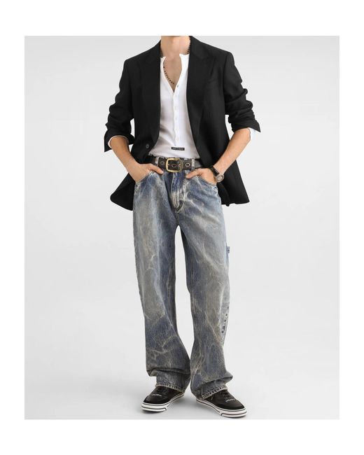 Dolce & Gabbana Gray Denim Trousers for men