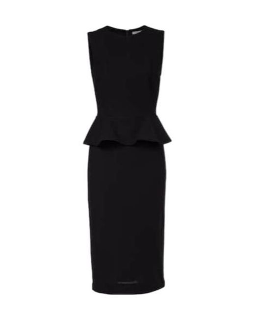 Max Mara Black Cosmos Peplum Jersey Midi Dress
