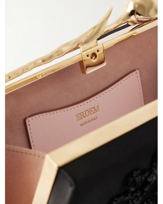 Erdem Black Bloom Minaudière Clutch Bag