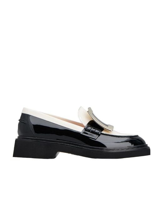 Roger Vivier Black Viv' Rangers Embellished Buckle Loafers