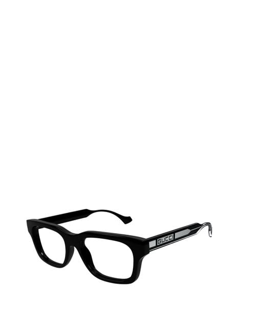 Gucci White Eyewear Rectangle Frame Glasses for men