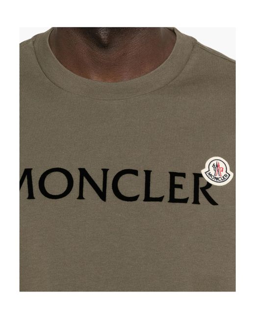Moncler Green Casual Long Sleeve Logo Tee for men