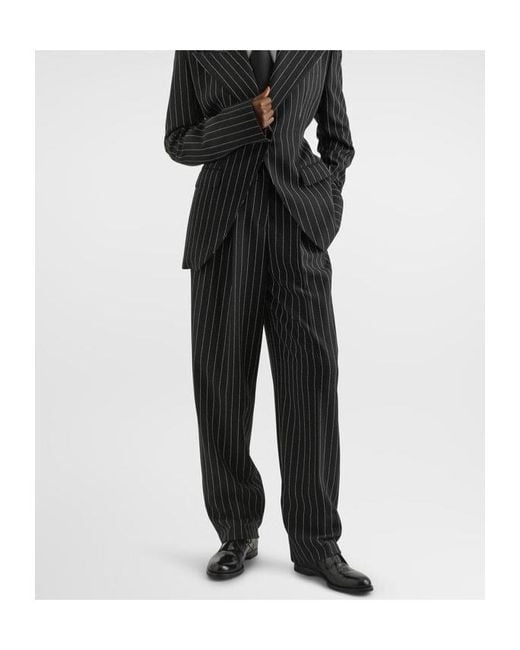 Dolce & Gabbana Black Pinstripe Virgin Wool Trousers
