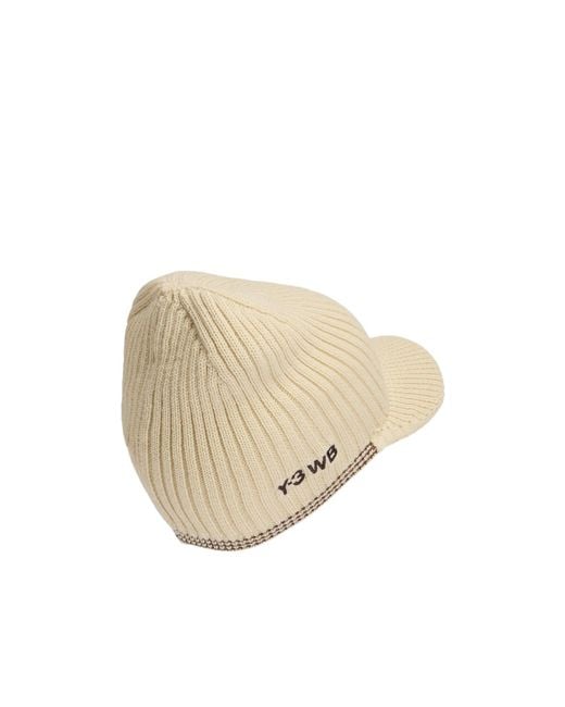 Y-3 Natural X Wales Bonner Ribbed-Knit Beanie Hat for men