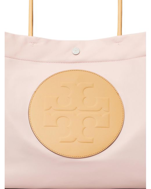 Tory Burch Pink Ella Twist Logo Top Handle Bag