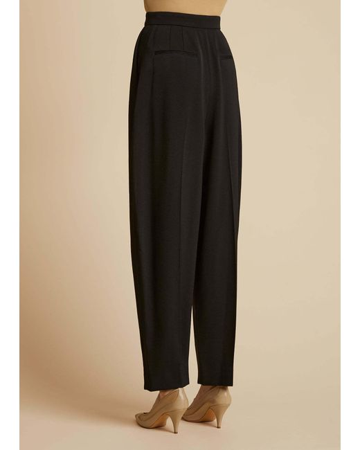 Khaite Black Ashford High-Waisted Tapered Leg Trousers