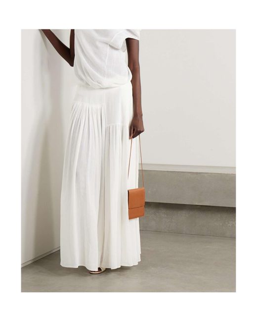 The Row White Trim Pleated Skirt