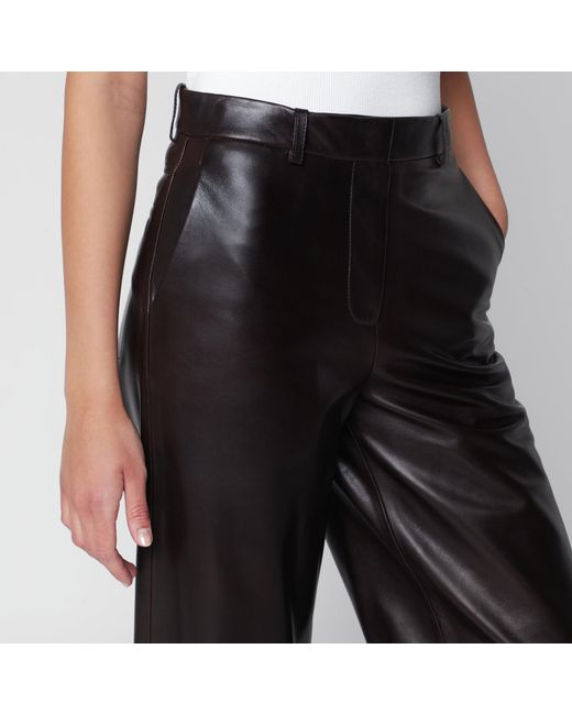 Nour Hammour Black Wide-Leg Leather Pants