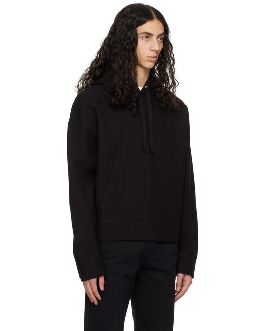 AMI Black Drop-Shoulder Drawstring Hoodie for men