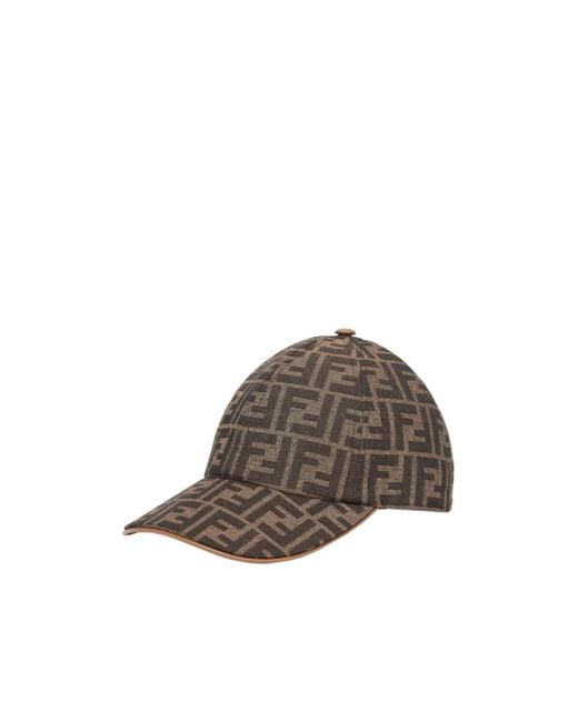 Fendi Brown Ff Jacquard Baseball Cap