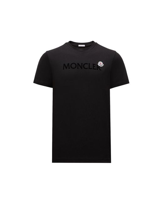 Moncler Black Flocked Logo Crewneck T-Shirt for men