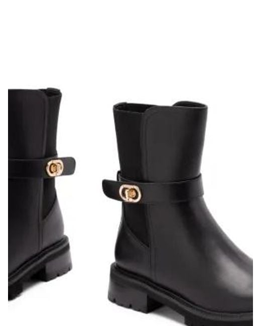 Twinset Black Buckle-Strap Leather Boots