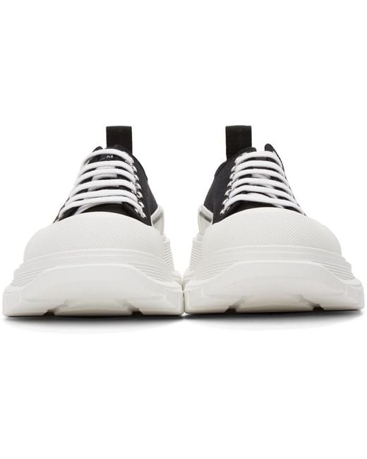 McQueen Black Tread Sleek Lace-Up Sneakers for men