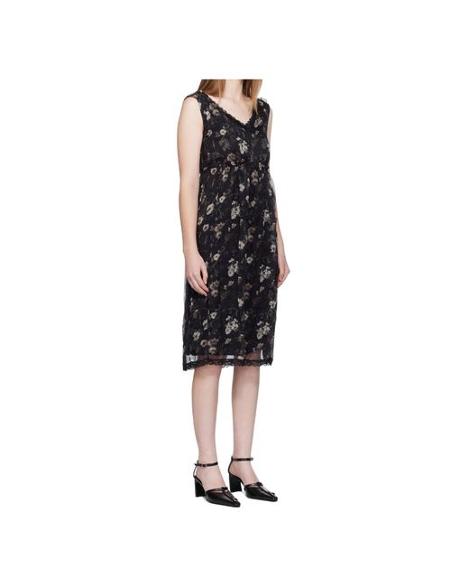 R13 Black Sleeveless V-Neck Midi Dress