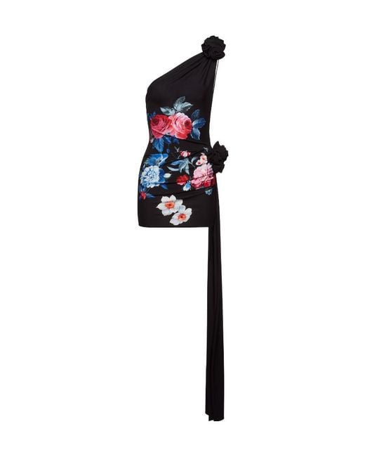 Magda Butrym White One-Shoulder Floral-Print Mini Dress