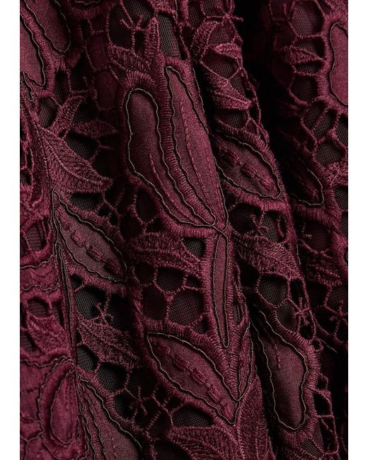 Self-Portrait Purple Belted Guipure Lace Midi Dress