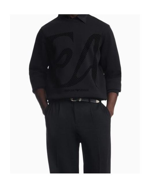 Emporio Armani Black Crew-Neck Sweatshirt for men