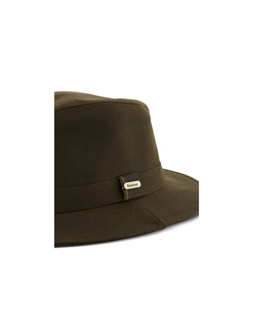 Barbour Brown Logo-Plaque Fedora Hat