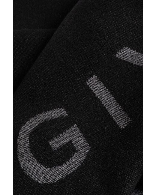 Givenchy Black Logo Fringe Scarf