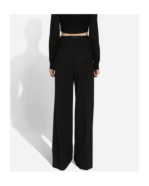 Dolce & Gabbana Black Pressed-Crease Palazzo Pants