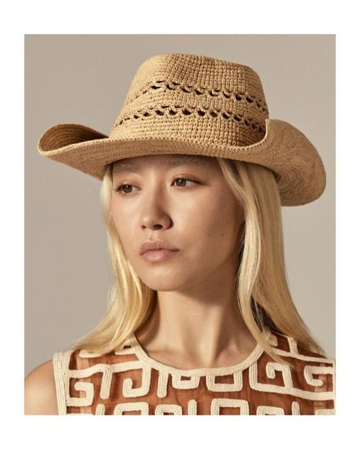 Helen Kaminski Natural Crochet-Knit Wide-Brim Hat