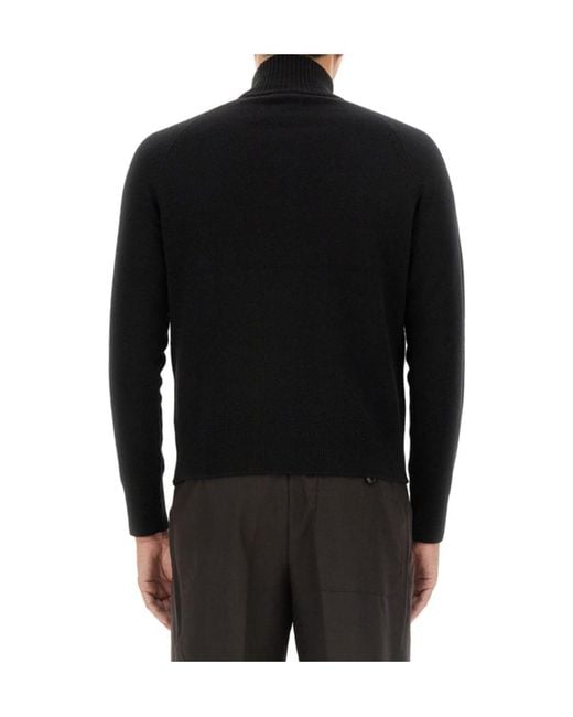 Dries Van Noten Black Long-Sleeved Roll-Neck Jumper for men