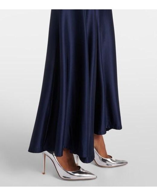 Rabanne Blue Draped Asymmetric Jersey Maxi Dress