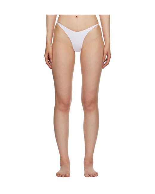 Mugler White Elastic Knitted Bikini Swimsuit
