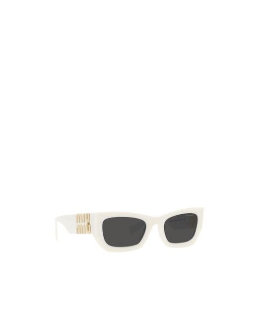 Miu Miu White Eyewear Rectangular Frame Sunglasses