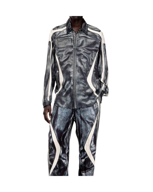 DIESEL Gray Zip-Fastening Printed Shirt for men