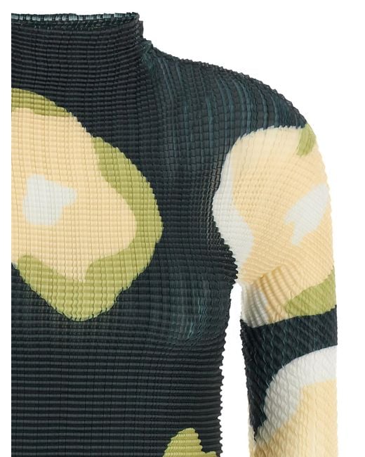 Issey Miyake Blue Verve Pleats Printed Top