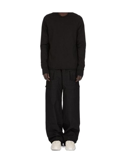 Rick Owens Black Drawstring Straight Trousers for men