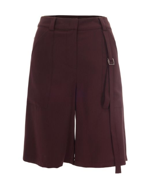 Patrizia Pepe Purple Belted Patch-Pocket Shorts