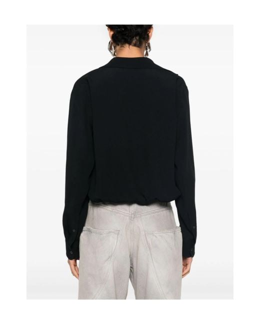 Dries Van Noten Black Long-Sleeved Wrap Blouse